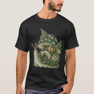 Gemütliche Schneckenpilzhütte Laternen Design T-Shirt