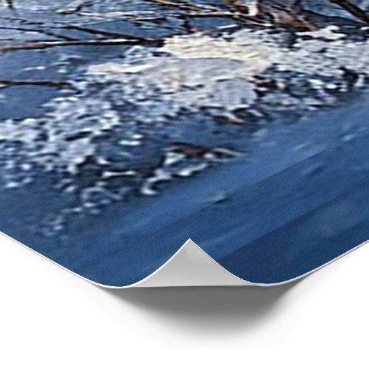 Gemütliche, schneebedeckte Hütte im malerischen Wi Poster (Ecke)