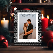 Gemütliche Schwarz & Weiß frohe Weihnachten 1 Foto Einladung