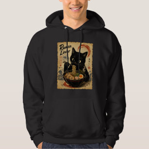 Gemütliche schwarze Katze Ramen japanischer Kunsts Hoodie