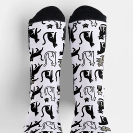 Gemütliche schwarze Katzenmuster-Socken Socken