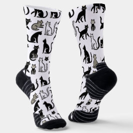 Gemütliche schwarze Katzenmuster-Socken Socken