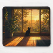 Gemütliche Schwarzkatzenliebhaber Lofi Kunst Mousepad (Vorne)