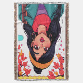 Gemütliche Sherpa-Decke – Herbstmädchen-Kunst, Per Decke (Vorderseite Vertikal)