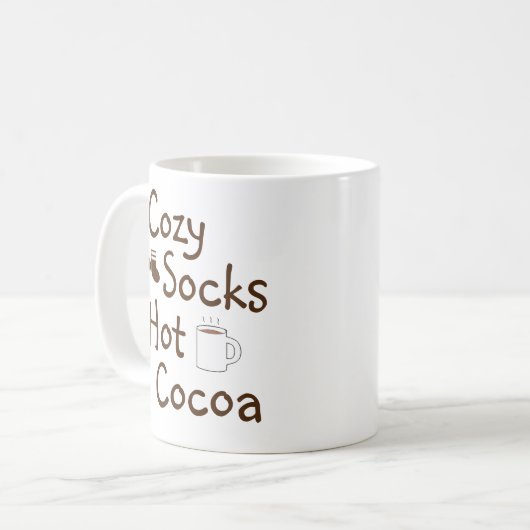 Gemütliche Socken & heiße Kakao Kaffeetasse (Vorderseite Links)