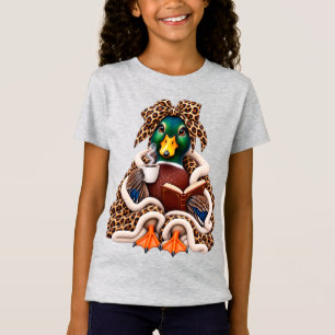 Gemütliche Stockenten-Enten-Kaffeebuchliebhaberin- T-Shirt
