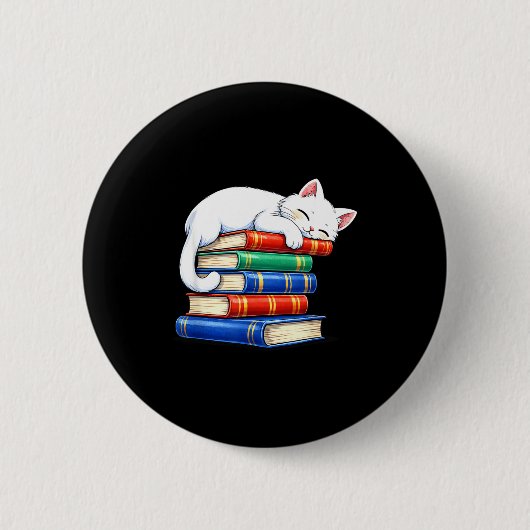 Gemütliche süße schlafende Katze und Bücher lieben Button (Vorderseite)