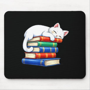 Gemütliche süße schlafende Katze und Bücher lieben Mousepad