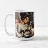 Gemütliche Szene | Frauen trinken Kakao mit Katze Kaffeetasse (Links)