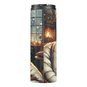 Gemütliche Szene | Frauen trinken Kakao mit Katze Thermosbecher (Rückseite)