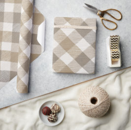 Gemütliche Tan Creme Cottage Leinen Karomuster Geschenkpapier