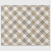 Gemütliche Tan Creme Cottage Leinen Karomuster Geschenkpapier (Flach)