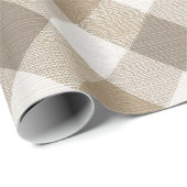 Gemütliche Tan Creme Cottage Leinen Karomuster Geschenkpapier (Rolleneckpunkt)
