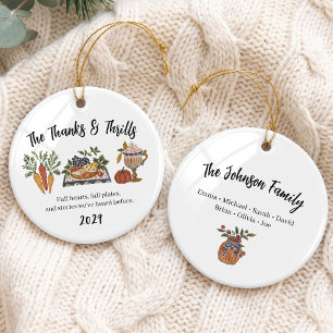 Gemütliche Thanksgiving-Familiengruppe Keramik Ornament