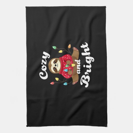 Gemütliche und helle Faultier-Weihnachtslichter (2 Geschirrtuch (Vertikal)