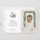 Gemütliche Urlaubstür, Hot Drink Holiday Card (Vorderseite)