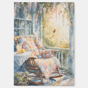Gemütliche Veranda mit Quilt und Zitronenlimonade Magnet