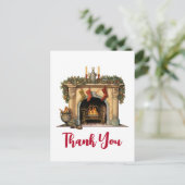 Gemütliche Viktorianische Feuerstelle Weihnachten Postkarte (Stehend Vorderseite)