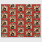 Gemütliche Viktorianische Feuerstelle Weihnachtsmu Geschenkpapier (Flach)