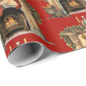 Gemütliche Viktorianische Feuerstelle Weihnachtsmu Geschenkpapier (Rolleneckpunkt)