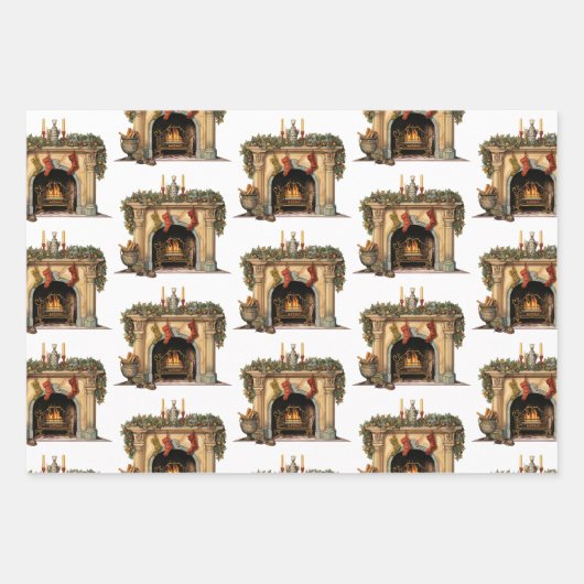 Gemütliche Viktorianische Feuerstelle Weihnachtsmu Geschenkpapier Set (Vorderseite)