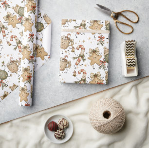 Gemütliche Vintage-Weihnachts-Süße Freunde Geschenkpapier