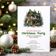 Gemütliche Vintage-Weihnachtshausparty-Einladung