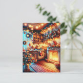 Gemütliche Vintage-Weihnachtsküche Postkarte (Stehend Vorderseite)