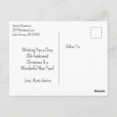 Gemütliche Vintage-Weihnachtsküche Postkarte (Rückseite)