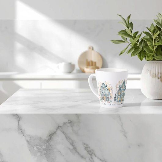 Gemütliche Volkskunst-Feiertagshäuser Latte-Mug Milchtasse