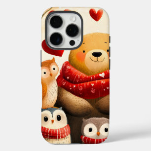 Gemütliche Wald-Bär-Eule-Familie Winterliebe iPhone 16 Pro Hülle