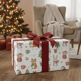 Gemütliche Waldtiere-Festtag-Geschenkverpackung Geschenkpapier