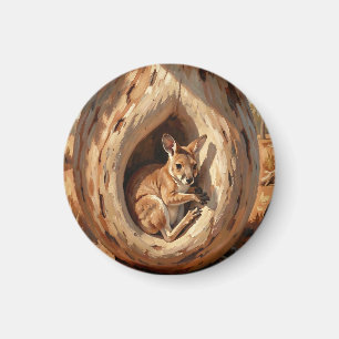 Gemütliche Wallaby-Höhle Baumstamm Magnet