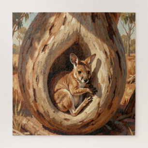 Gemütliche Wallaby-Höhle Baumstamm Puzzle