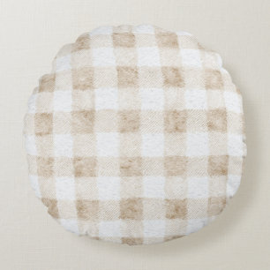 Gemütliche warme cremefarbene beige Streifen Rundes Kissen