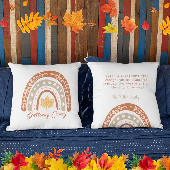 Gemütliche Wasserfarbenregenbogen verlassen person Kissen (Getting Cozy Watercolor rainbow leave personalized Throw Pillow)