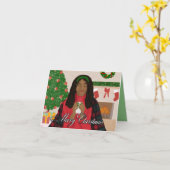 Gemütliche Weihnachten - Afroamerikanisches Weihna Karte (Gelbe Blume)