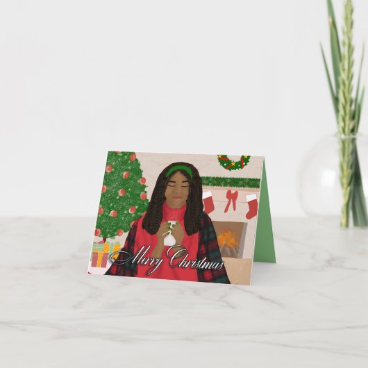 Gemütliche Weihnachten - Afroamerikanisches Weihna Karte (Vorderseite)