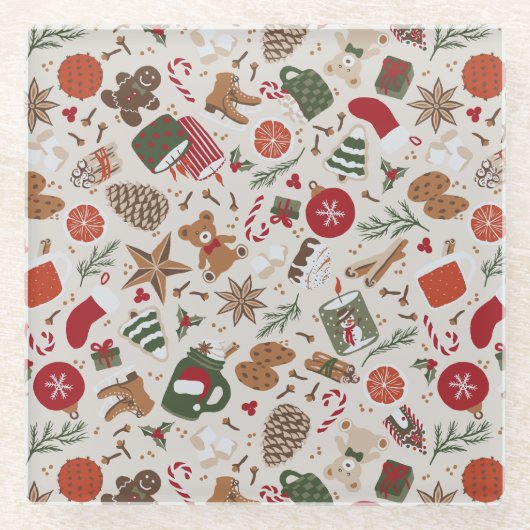 Gemütliche Weihnachten & Gewürze Glasuntersetzer (Vorderseite)