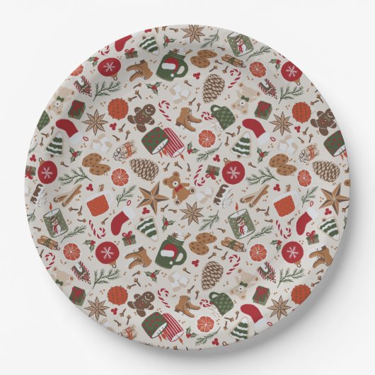 Gemütliche Weihnachten & Gewürze Pappteller (Vorderseite)