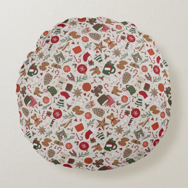Gemütliche Weihnachten & Gewürze Rundes Kissen (Vorderseite)