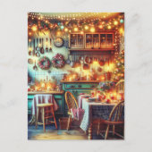Gemütliche Weihnachten in der festlichen Küche Postkarte (Vorderseite)