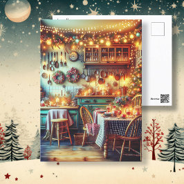 Gemütliche Weihnachten in der festlichen Küche Postkarte