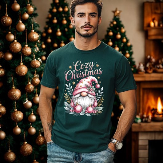 Gemütliche Weihnachten Niedlich Pink Gnome T-Shirt