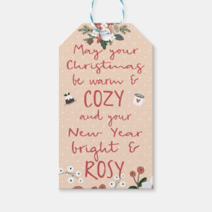 Gemütliche Weihnachten Rosy Neujahr Geschenkanhänger