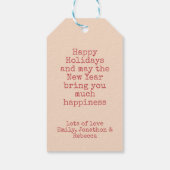 Gemütliche Weihnachten Rosy Neujahr Geschenkanhänger (Rückseite)