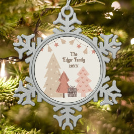 Gemütliche Weihnachten wünscht individualisierbare Schneeflocken Zinn-Ornament