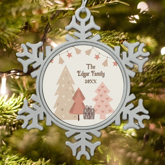 Gemütliche Weihnachten wünscht individualisierbare Schneeflocken Zinn-Ornament