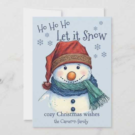 Gemütliche Weihnachten wünscht Snowman Let It Snow (Vorderseite)