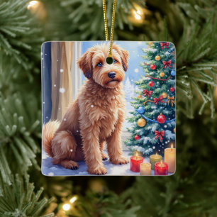 Gemütliche Weihnachts-Bouvier des Flandres-Kunst Keramikornament